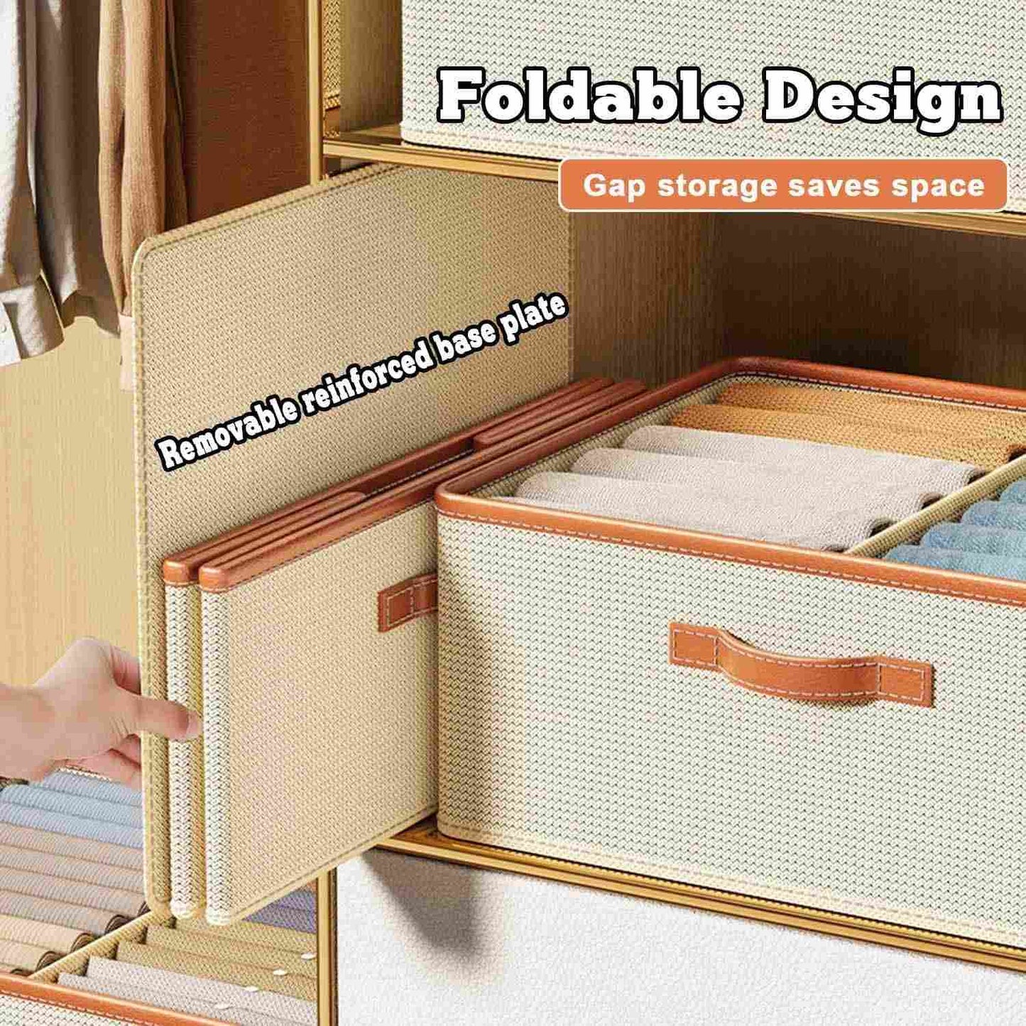 Wardrobe Clothing Organizer, Foldable, Large Capacity Storage Box with Adjustable Dividers