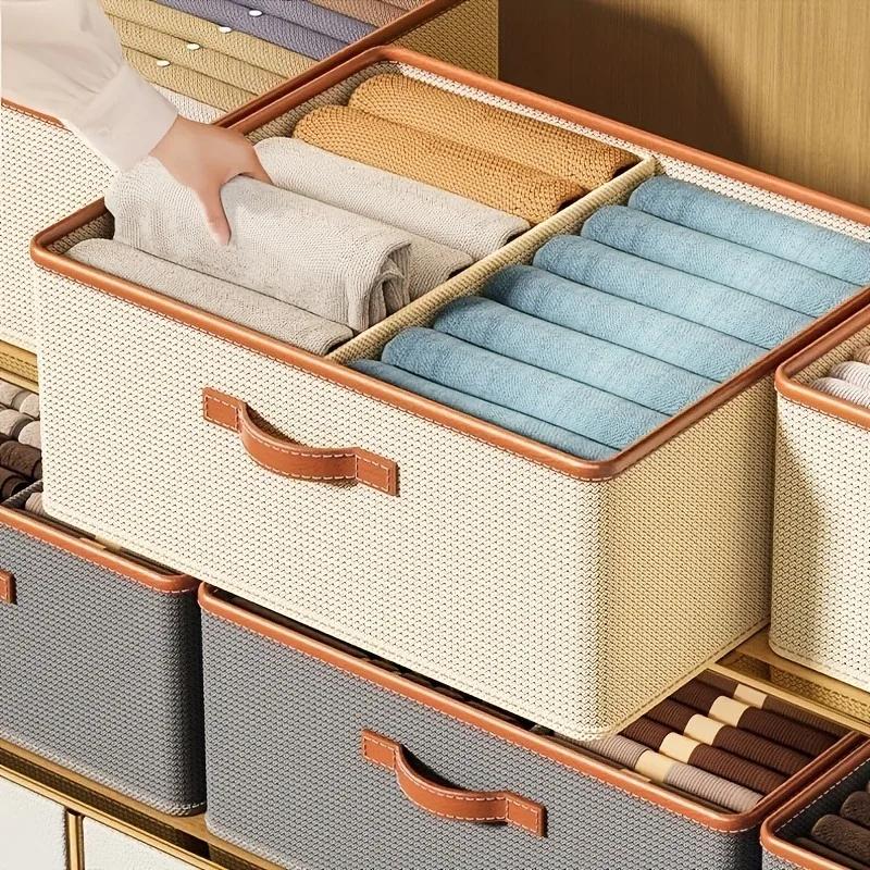 Wardrobe Clothing Organizer, Foldable, Large Capacity Storage Box with Adjustable Dividers