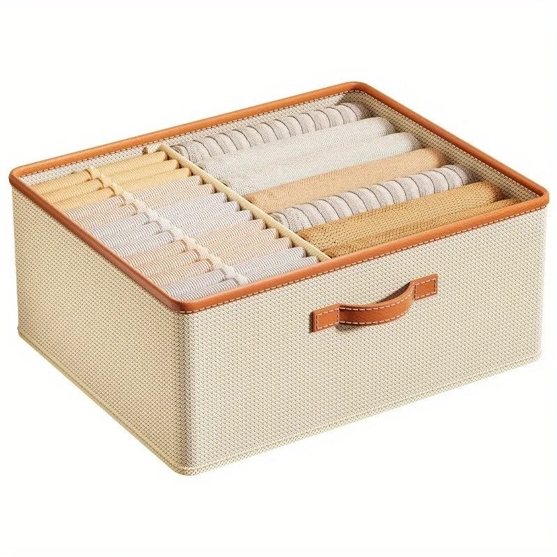 Wardrobe Clothing Organizer, Foldable, Large Capacity Storage Box with Adjustable Dividers