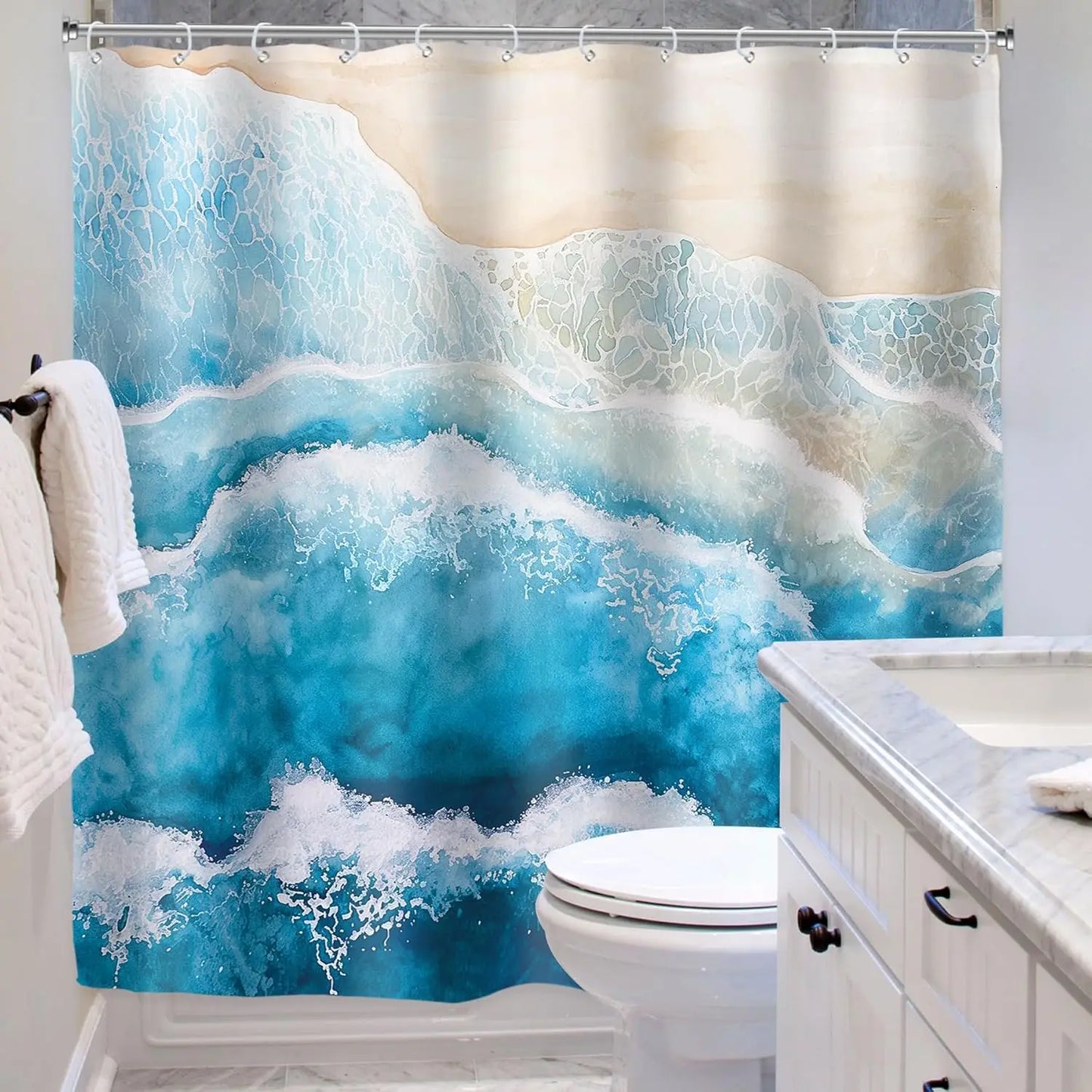 Wasserdichter Polyester Duschvorhang - Coastella