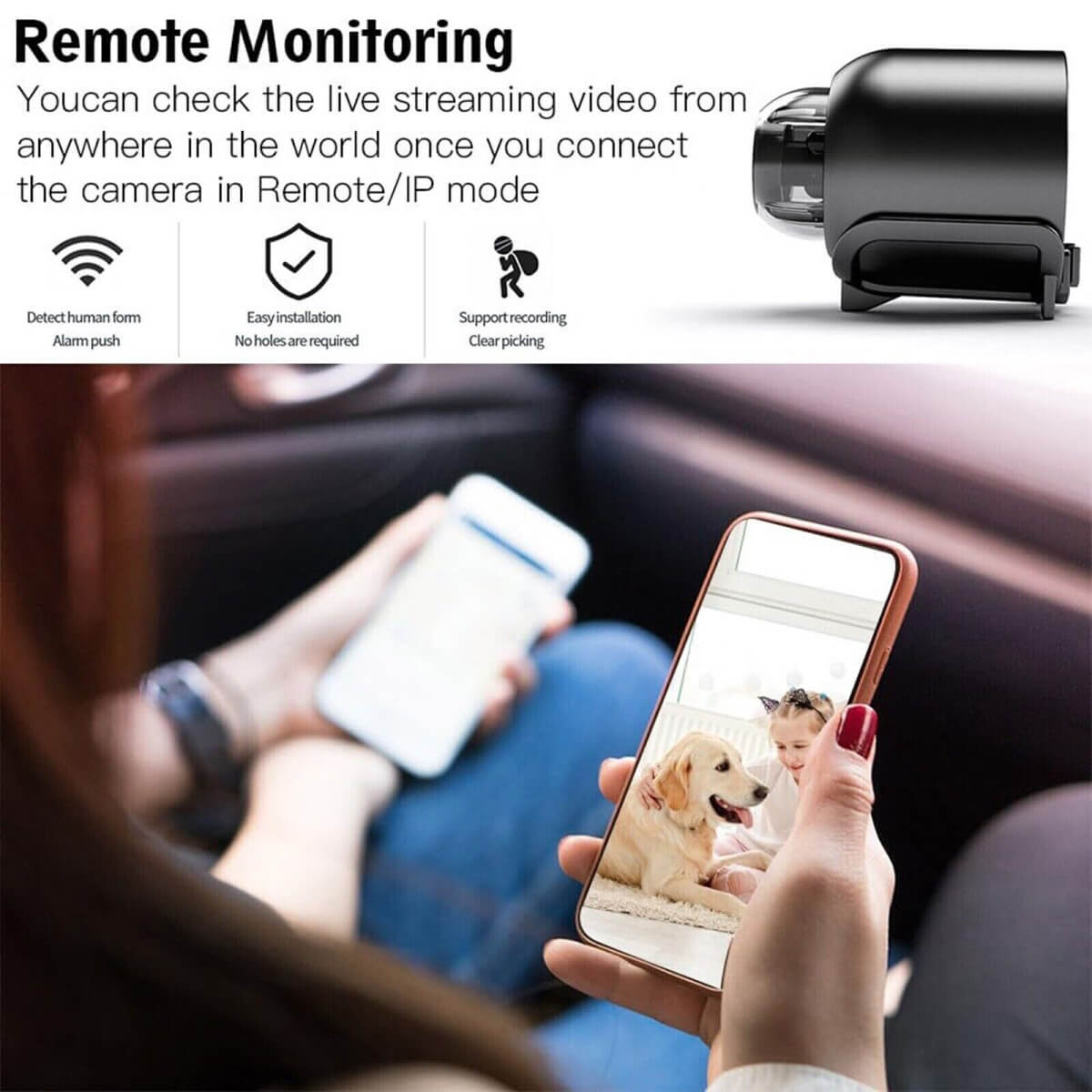 Small Wi-Fi Camera with Wide Angle Lens & Mobile Control