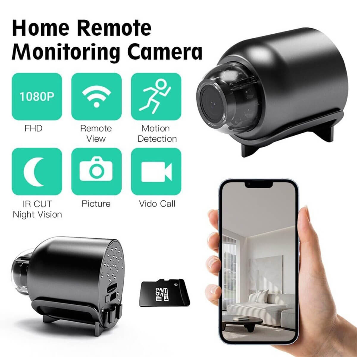 Small Wi-Fi Camera with Wide Angle Lens & Mobile Control