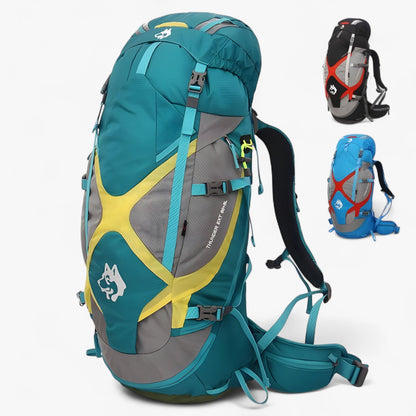 Durable 65L Hiking Rucksack with Comfortable Straps and Extra Compartments