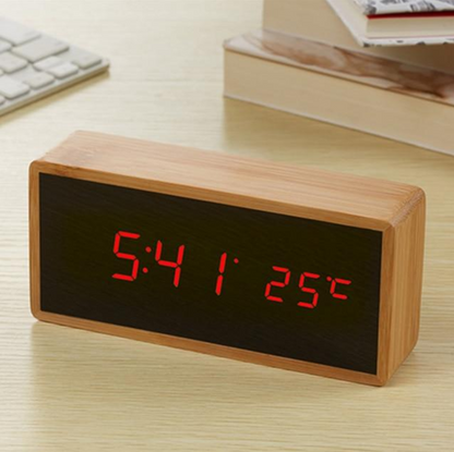 Natural LED Digital Alarm Clock with Temperature Display - Pexav
