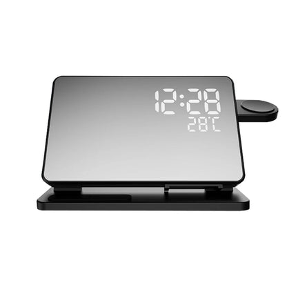 Compact Triple Charging Pad with Clock for iPhone & Accessories
