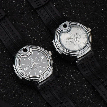 Windproof Refillable Gas Lighter Watch for Outdoor Use