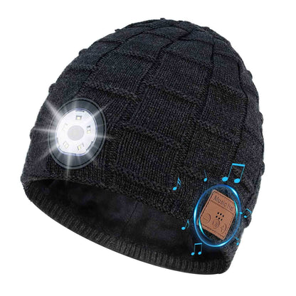 Warm Beanie with Cordless Headphones and Flashing LED Light - Pexav