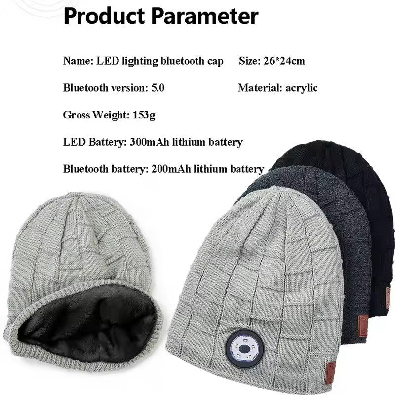 Wireless Bluetooth Music Beanie with Built‑In Headphones and LED Light