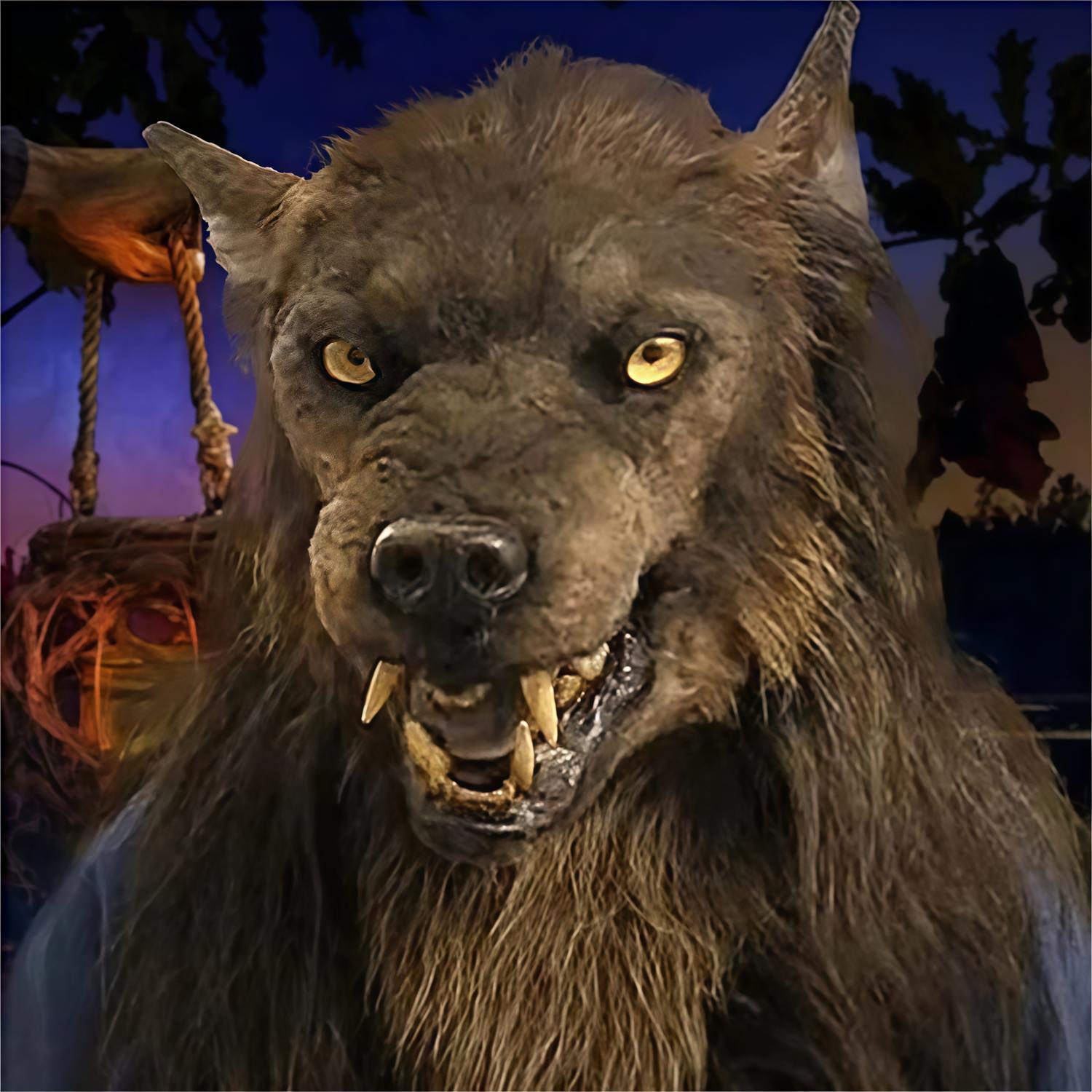 Spooky Wolf Mask with Glow Eyes and Adjustable Band - Pexav