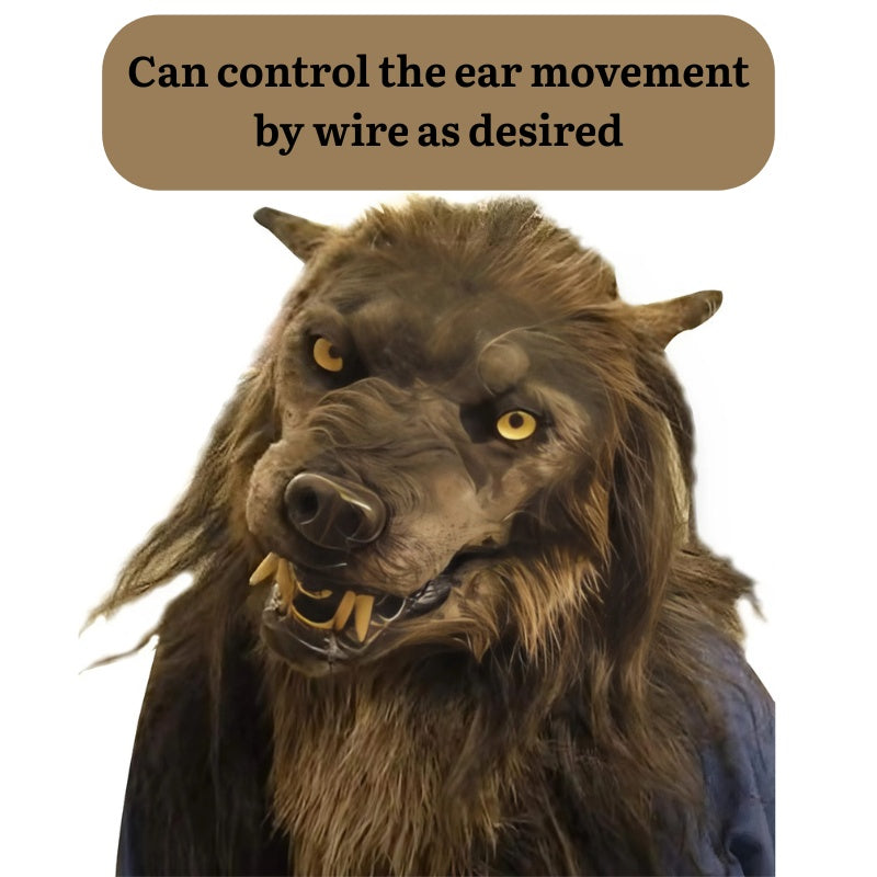 Wolf Mask Halloween Costume Accessory with Glowing Eyes, Movable Jaw, and Adjustable Strap