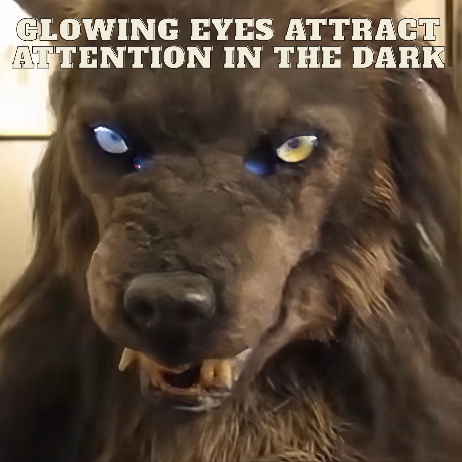 Wolf Mask Halloween Costume Accessory with Glowing Eyes, Movable Jaw, and Adjustable Strap