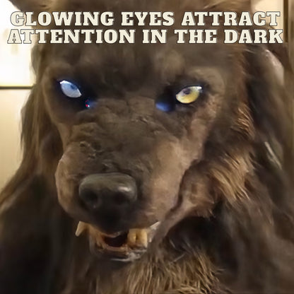 Wolf Mask Halloween Costume Accessory with Glowing Eyes, Movable Jaw, and Adjustable Strap