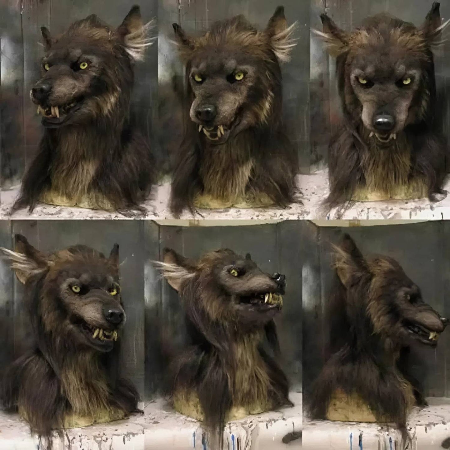 Wolf Mask Halloween Costume Accessory with Glowing Eyes, Movable Jaw, and Adjustable Strap