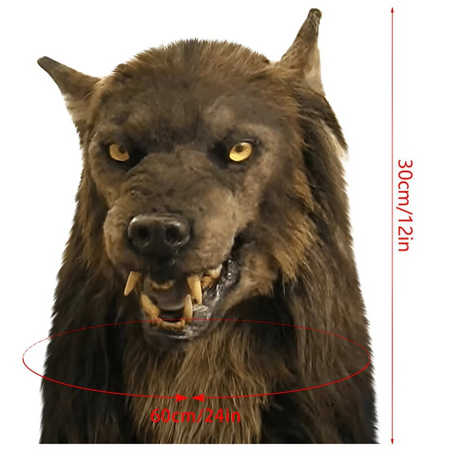 Wolf Mask Halloween Costume Accessory with Glowing Eyes, Movable Jaw, and Adjustable Strap