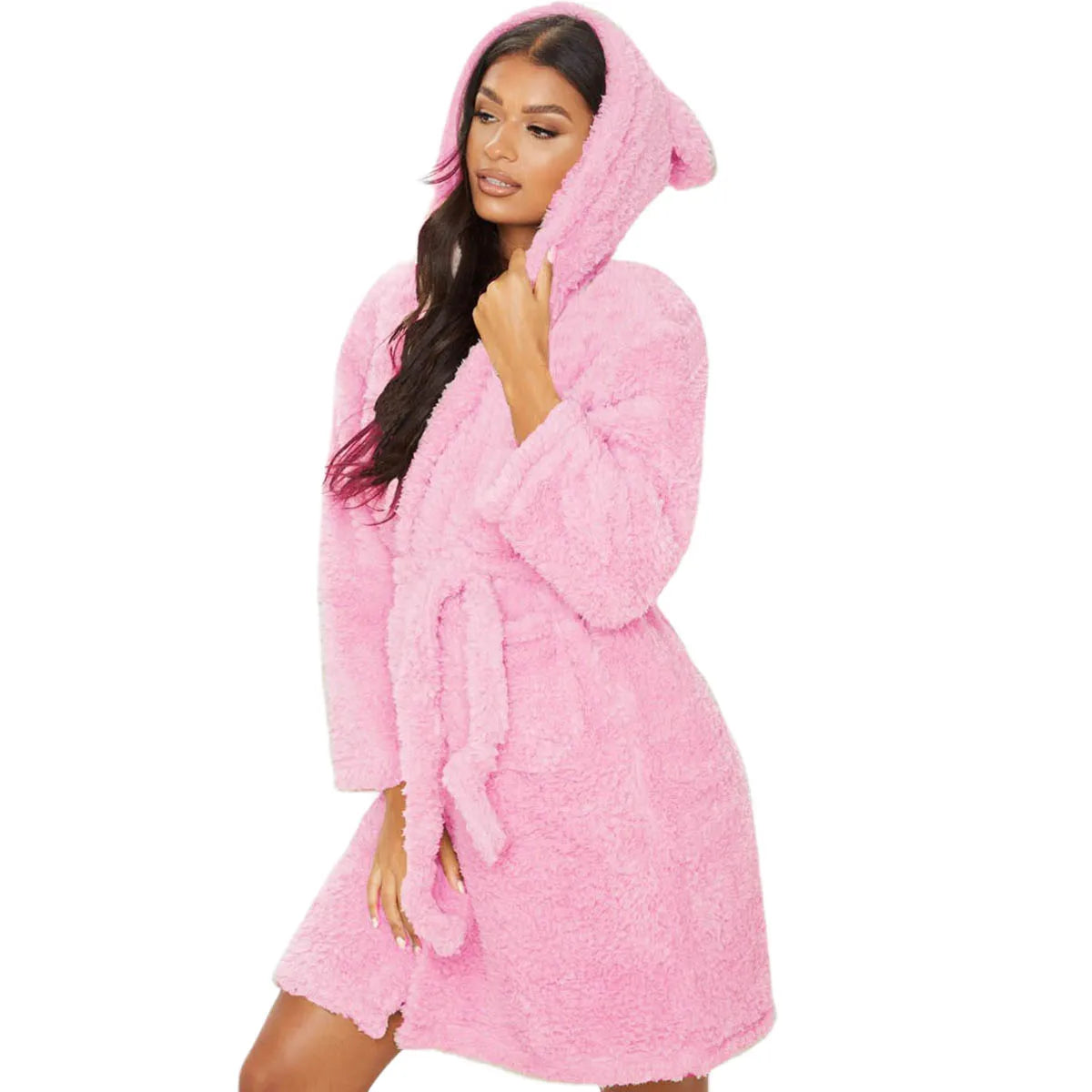 Soft Women's Hooded Bathrobe for Warmth and Comfort - Pexav