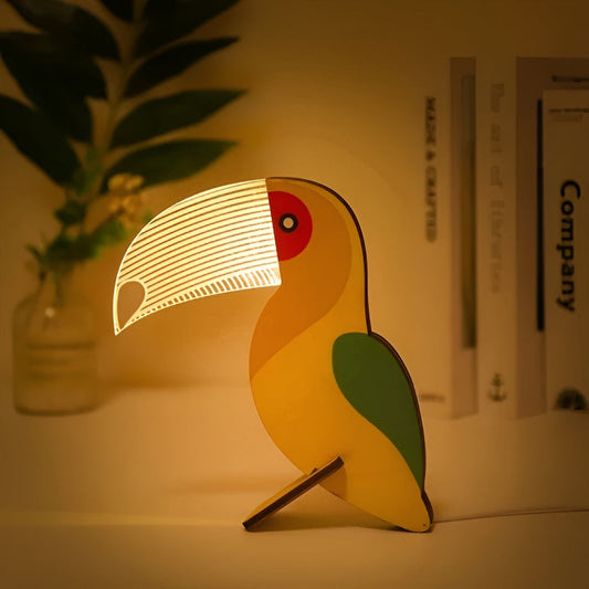 Fun Kids Wood Table Lamp with Soft LED Light - Pexav