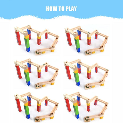 Wooden Marble Run - Educational Toy, Creative Track Builder, Smooth Finish, Natural Wood, Safe for Ages 3+