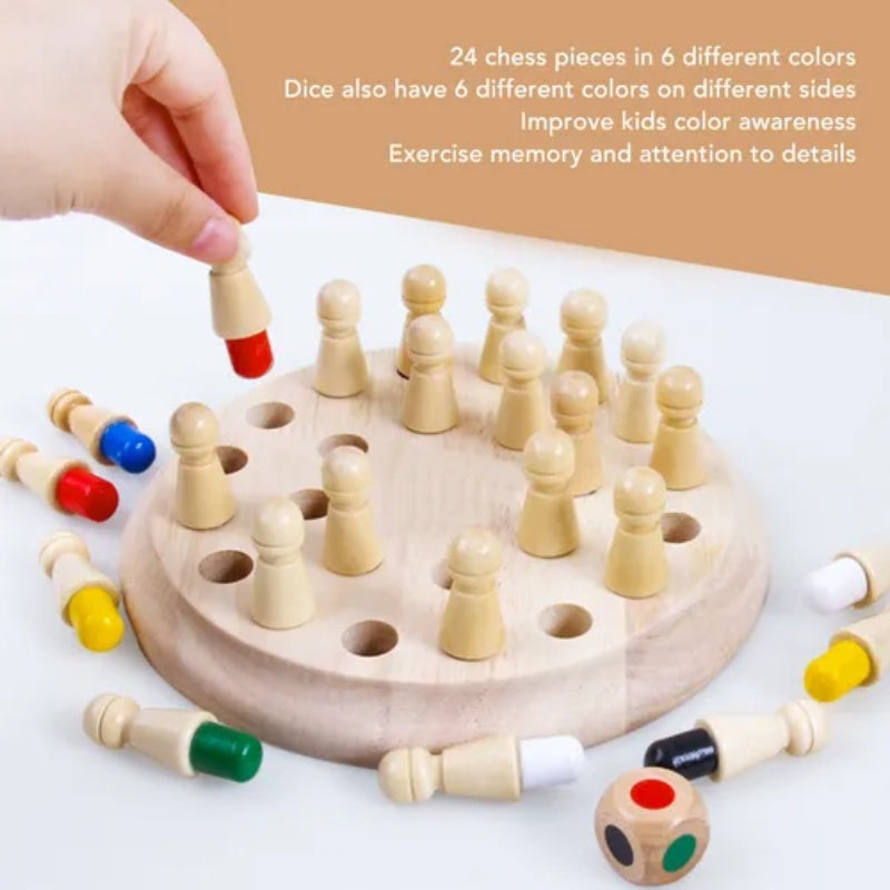 Wooden Memory Game with Vibrant Colors, Designed to Improve Memory, Safe for Ages 3+