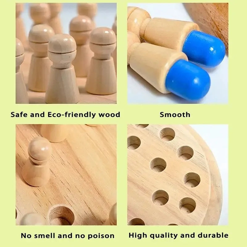 Wooden Memory Game with Vibrant Colors, Designed to Improve Memory, Safe for Ages 3+