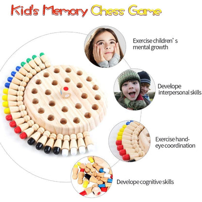Wooden Memory Game with Vibrant Colors, Designed to Improve Memory, Safe for Ages 3+