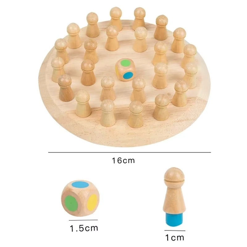 Wooden Memory Game with Vibrant Colors, Designed to Improve Memory, Safe for Ages 3+