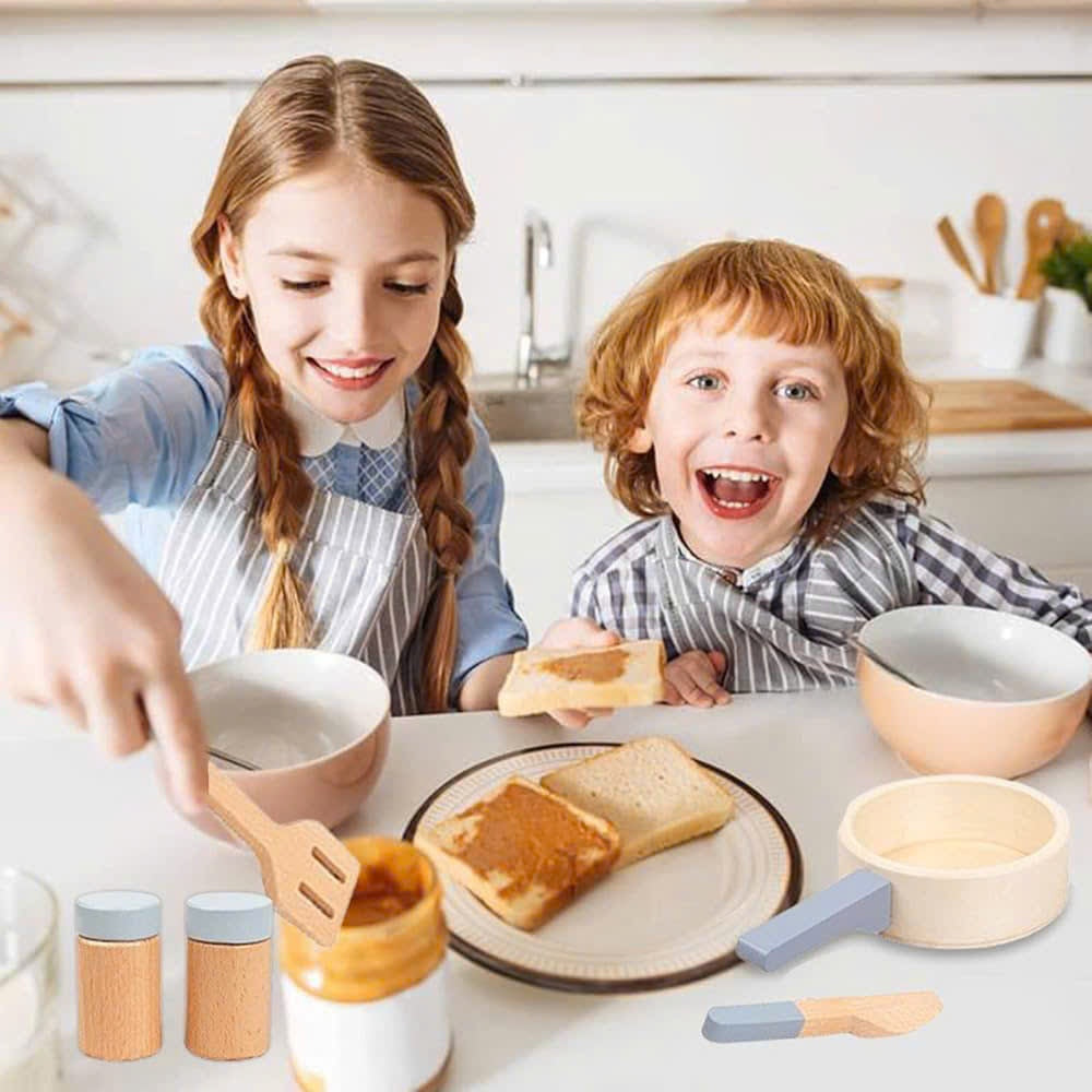 Wooden Simulation Kitchen Toys, Educational, Compact and Portable, Safe for Ages 3+