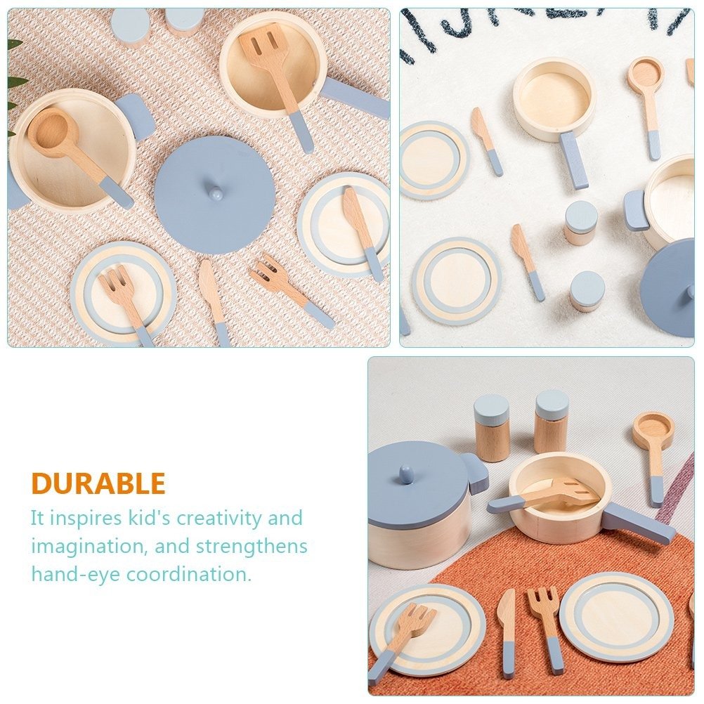 Wooden Simulation Kitchen Toys, Educational, Compact and Portable, Safe for Ages 3+