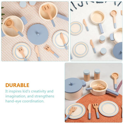 Wooden Simulation Kitchen Toys, Educational, Compact and Portable, Safe for Ages 3+