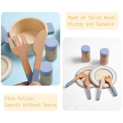 Wooden Simulation Kitchen Toys, Educational, Compact and Portable, Safe for Ages 3+