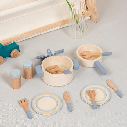 Wooden Simulation Kitchen Toys, Educational, Compact and Portable, Safe for Ages 3+
