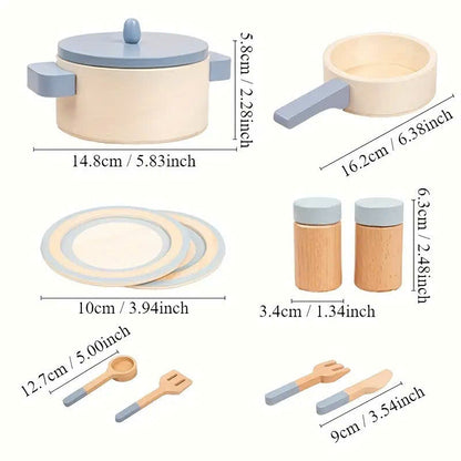 Wooden Simulation Kitchen Toys, Educational, Compact and Portable, Safe for Ages 3+