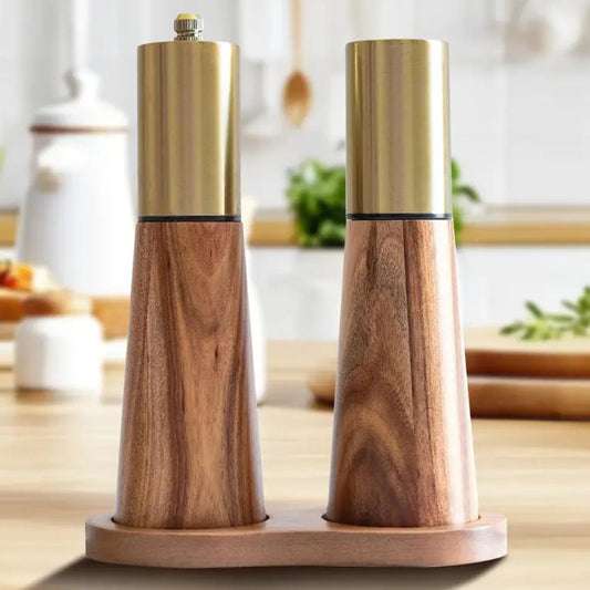 Classic Manual Salt Pepper Mill with Luxurious Gold Tone - Pexav