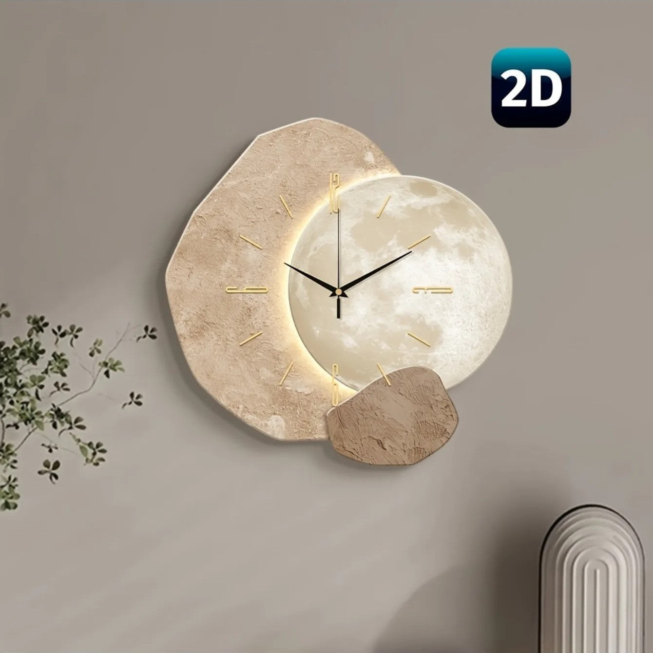 Wooden Wall Clock - Scandinavian Design - Silent Bamboo Clock - LED Backlight Illumination