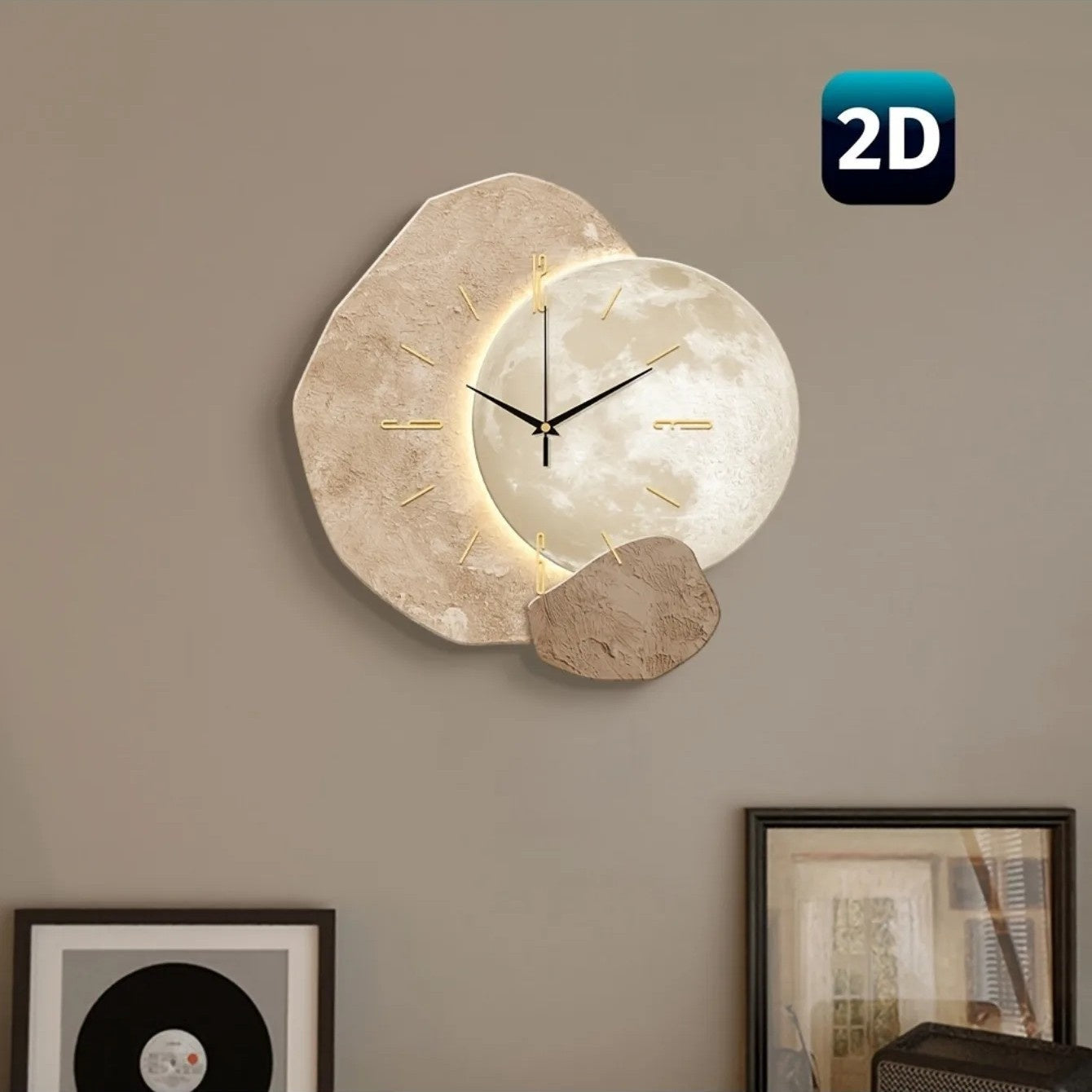Wooden Wall Clock - Scandinavian Design - Silent Bamboo Clock - LED Backlight Illumination