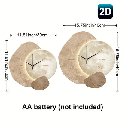 Wooden Wall Clock - Scandinavian Design - Silent Bamboo Clock - LED Backlight Illumination