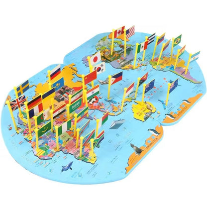 Colorful Map Puzzle with Flags for Children to Learn - Pexav