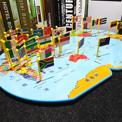 Wooden World Map with 36 Flags – Educational Geography Puzzle for Kids