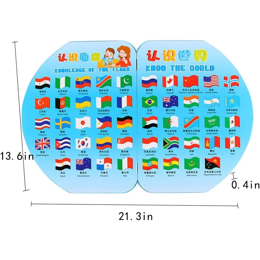 Wooden World Map with 36 Flags – Educational Geography Puzzle for Kids