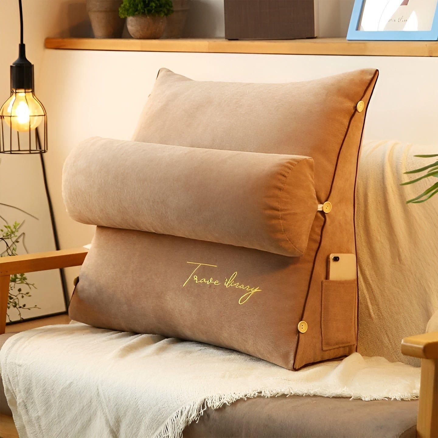 Comfortable Reading Pillow with Backrest for Bed and Sofa