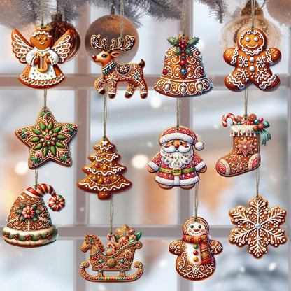 Unique Wood Christmas Tree Decorations (12 Pack)