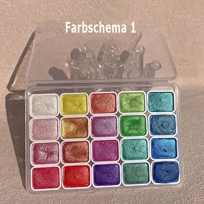 Vibrant 20 Piece Watercolor Paint Set With Glitter