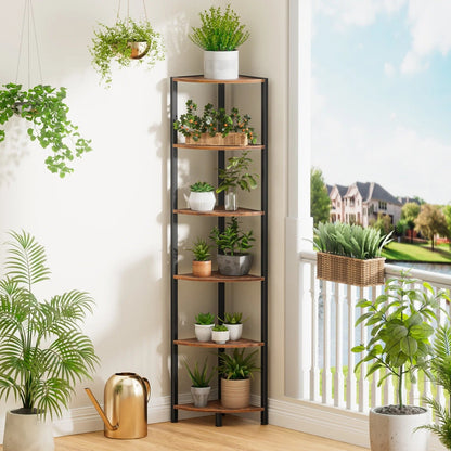 Space Saving 6 Shelf Corner Bookcase