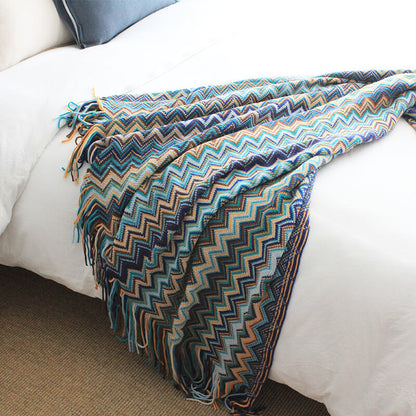 Vibrant Plaid Fringe Throw Blanket