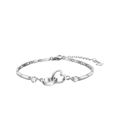 Simple Sterling Silver Heart Charm Bracelet - Pexav