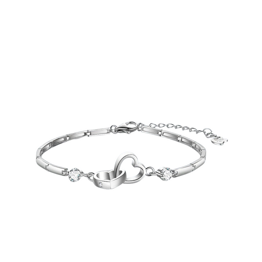 Simple Sterling Silver Heart Charm Bracelet - Pexav