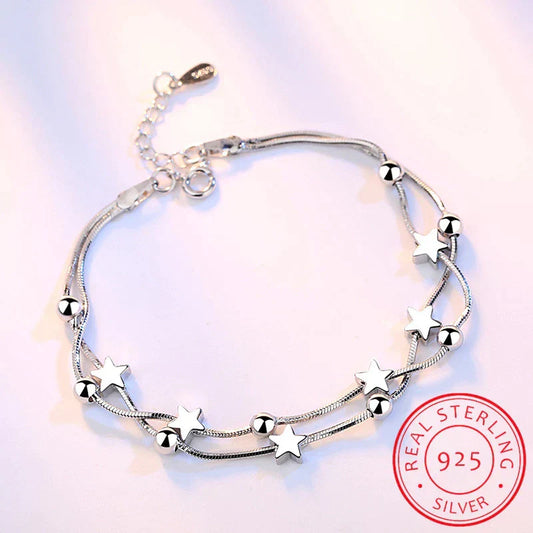 Sparkling Star Dainty Adjustable Bracelet - Pexav