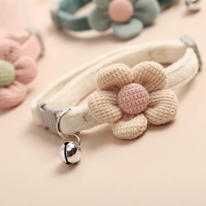 Colorful Floral Pet Collar with Charm - Pexav