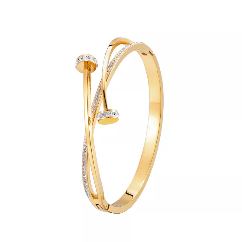 Simple Gold Tone Double Wrap Bracelet - Pexav