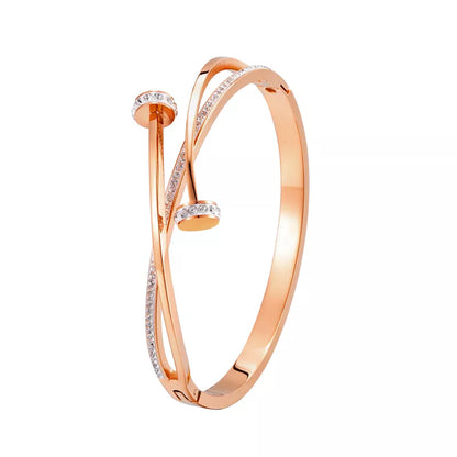 Adjustable Fit Double Nailhead Gold Bracelet | Minimalist Design-ROSEGOLD-Nora Luxe