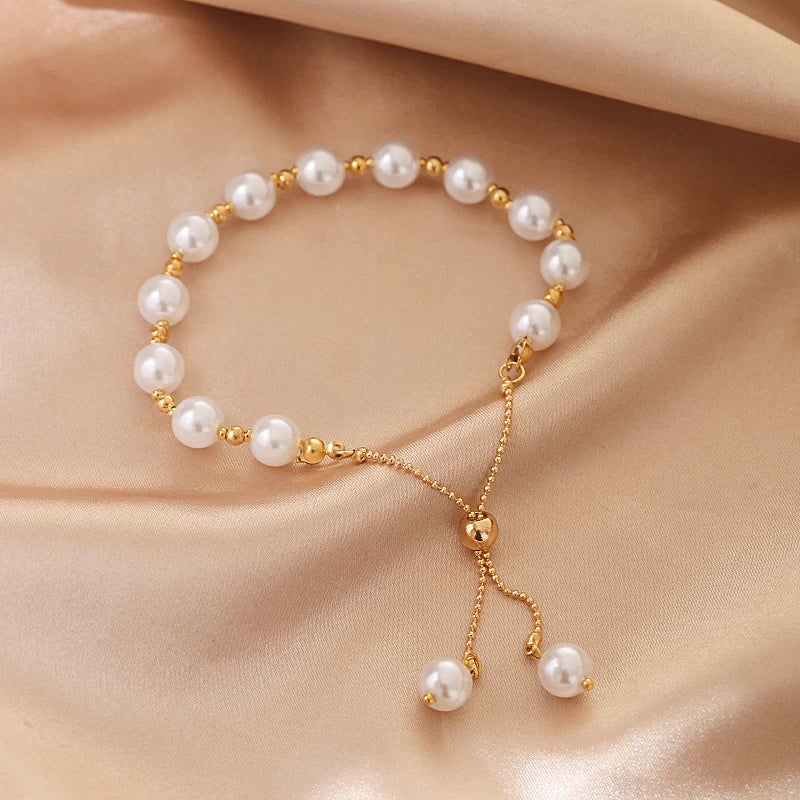 Classic White Pearl Adjustable Bracelet - Pexav
